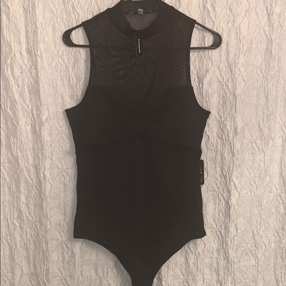 Express One Eleven Mesh Mock Neck Bodysuit